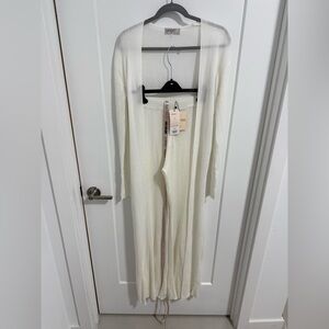 House of CB White Knit‎ Lounge Set Valeria Pants + Erelle Cardigan Size S NWT